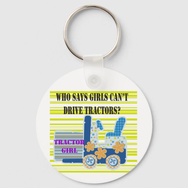 Tractor Girl Tshirts and Gifts Keychain (Front)