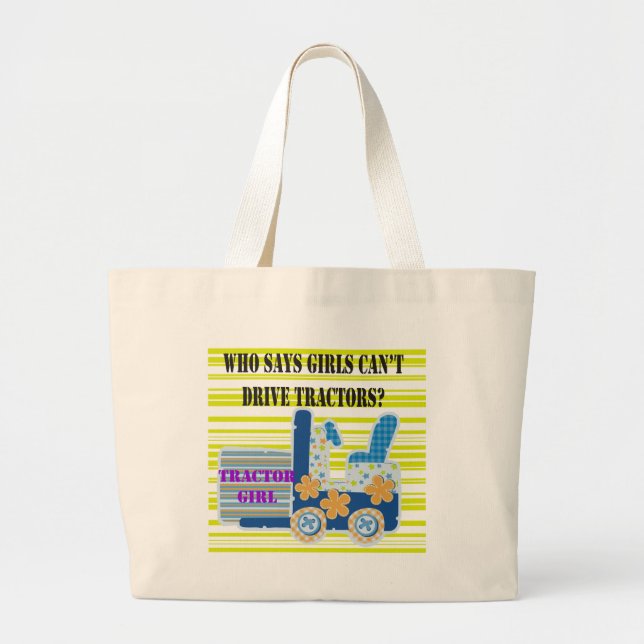 Tractor Girl Tshirts and Gifts Large Tote Bag (Front)