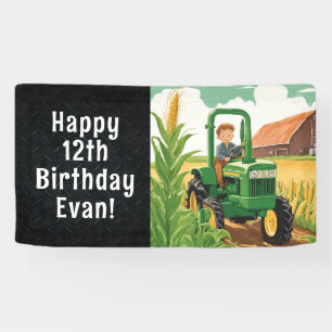 Tractor Happy Birthday Farming Equipment Kid's Banner