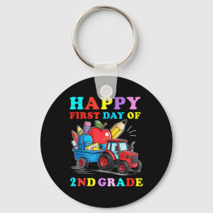 Tractor Happy First Day Of 2nd Grade Back To Schoo Keychain
