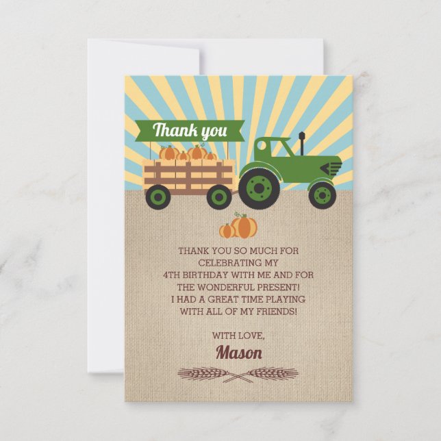 Tractor Hayride Citrouille Anniversaire Carte de r (Devant)