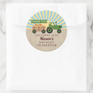 Tractor Hayride Pumpkin Picking Birthday Classic Round Sticker