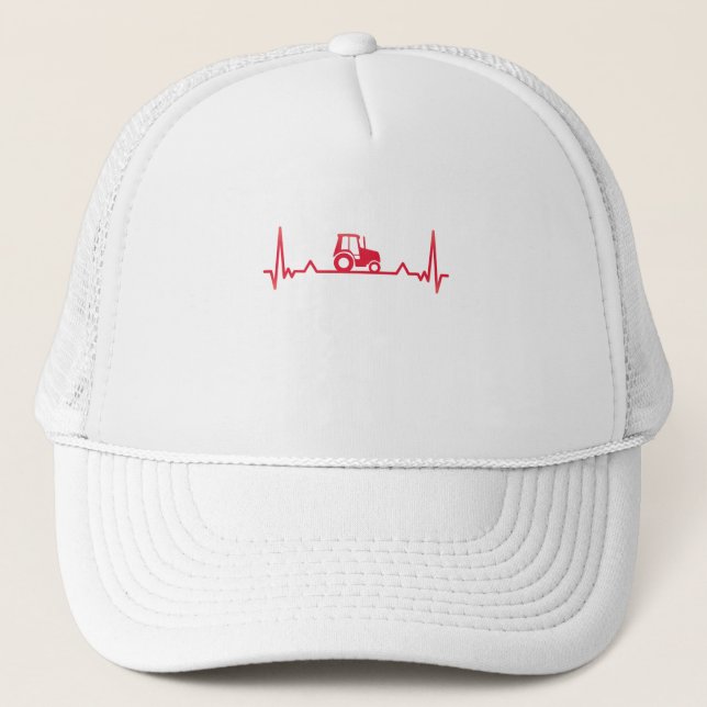 Tractor Heartbeat Farming and Farmer Xmas Gift Trucker Hat (Front)