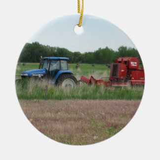 Tractor in the Field Ceramic Ornament