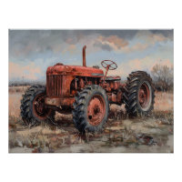 Tractor in the Field Rustic Decoupage