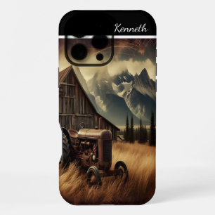 Tractor in the Mountain Field iPhone 16 Pro Max Case