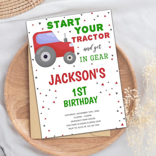 Tractor Invitation, Tractor Birthday Invitation (White background Tractor Birthday Invitations)