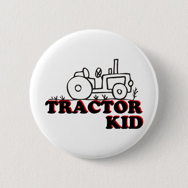 Tractor Kid 2 Inch Round Button (Front)