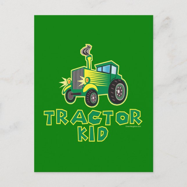 Tractor Kid, Green Postcard (Front)