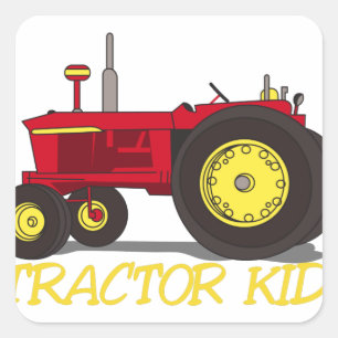 Tractor Kid Square Sticker