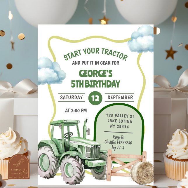 Tractor Kid's Birthday Invitation (Creator Uploaded)