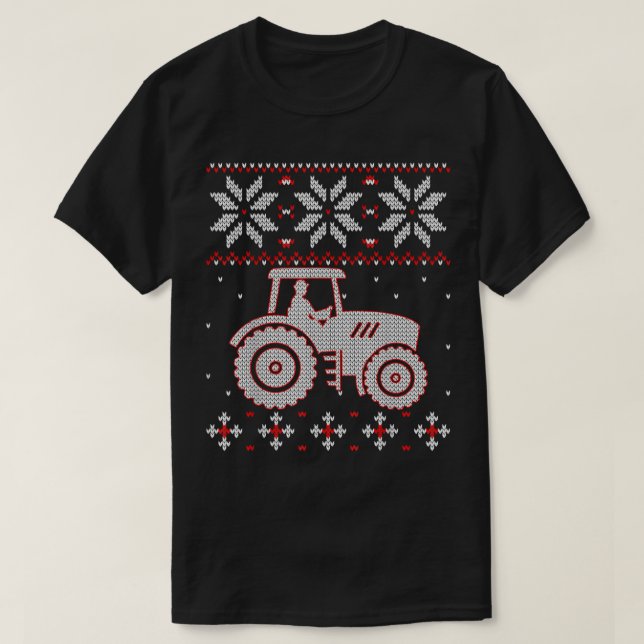 Tractor Lover Ugly Christmas Sweater, Farmer Farmi T-Shirt (Design Front)