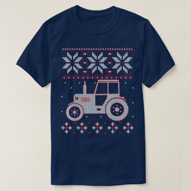 Tractor Lover Ugly Christmas Sweater, Farmer Farmi T-Shirt (Design Front)
