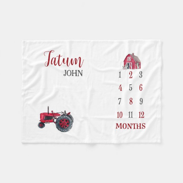 Tractor Milestone Blanket, Boy Milestone Blanket (Front (Horizontal))
