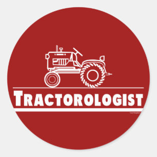 Tractor Ologist RED Classic Round Sticker