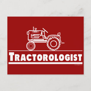 Tractor Ologist RED Postcard