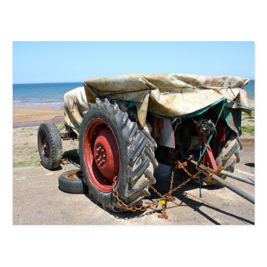 Tractor on the Beach Post Card