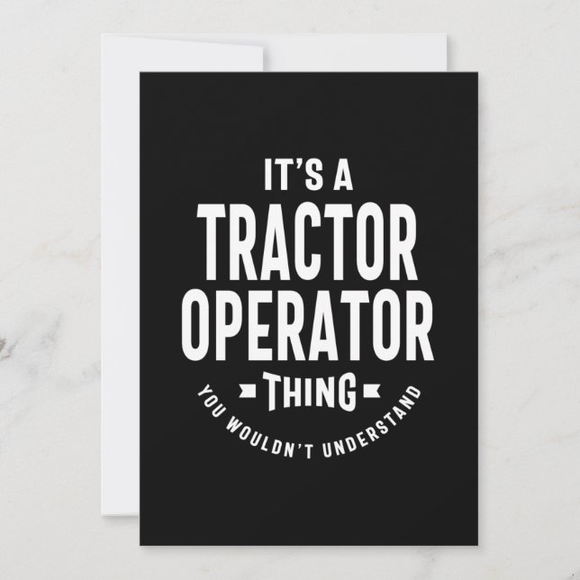 Tractor Operator Job Title Gift Invitation (Front)