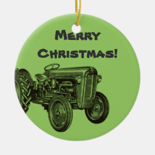 Tractor Ornament: Add Your Business Name Ceramic Ornament