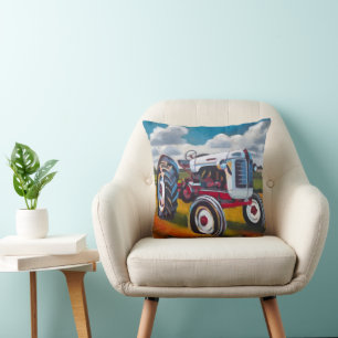Tractor Painting - Gift for Tractor Enthusiasts Throw Pillow