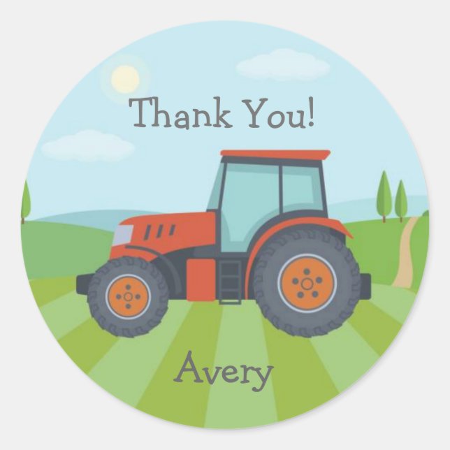 Tractor party favour stickers (Front)