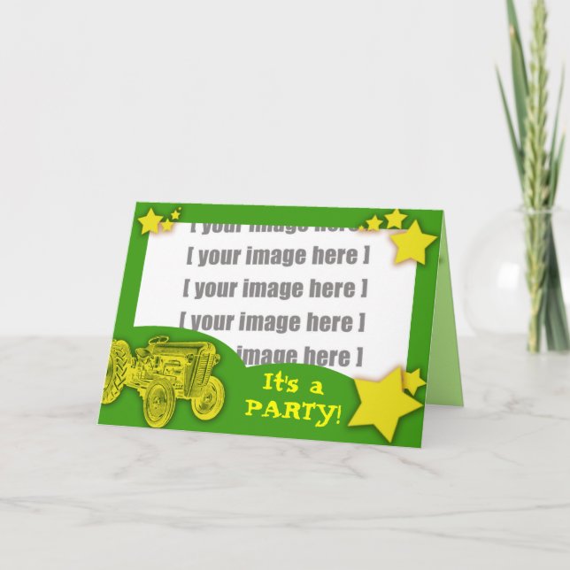 Tractor Party Invitation: Add your own photo Invitation (Front)