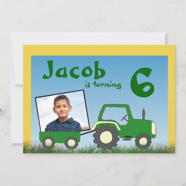 Tractor Party Invitation: Photo in Cart Invitation (Front)