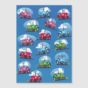 Tractor Pattern (Blue Background)