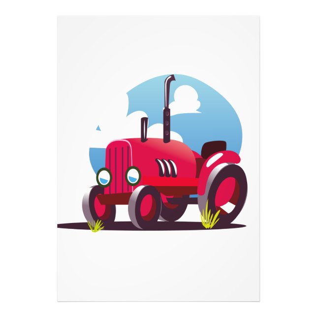 Tractor Pattern (Blue Background) Photo Print (Front)