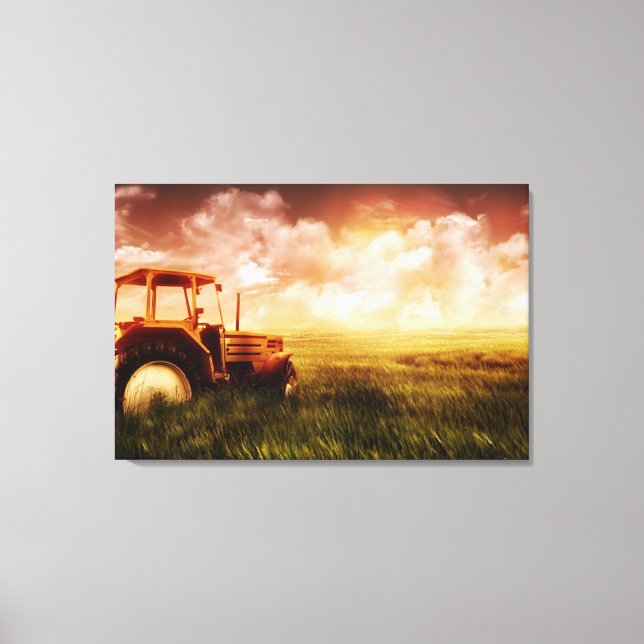 Tractor Plowing Canvas Print (Front)