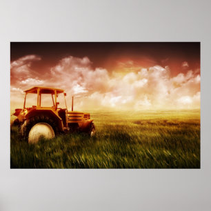 Tractor Plowing poster