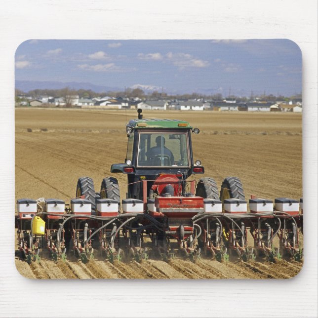 Tractor pulling a seed corn planter. mouse pad (Front)