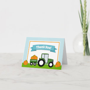 Tractor Pumpkin Thank You Card Folded Note Card