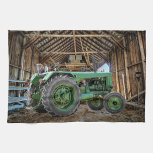 Tractor Rustic Barn Kitchen Towel