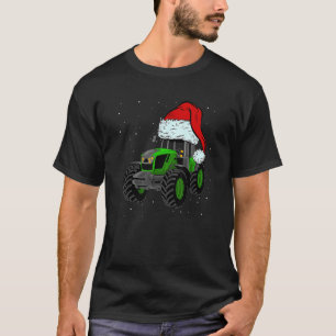 Tractor Santa Hat Christmas Farmer Family Farming T-Shirt