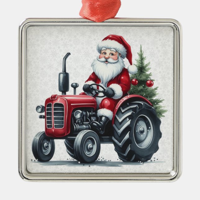 Tractor Santa Ornament (Front)