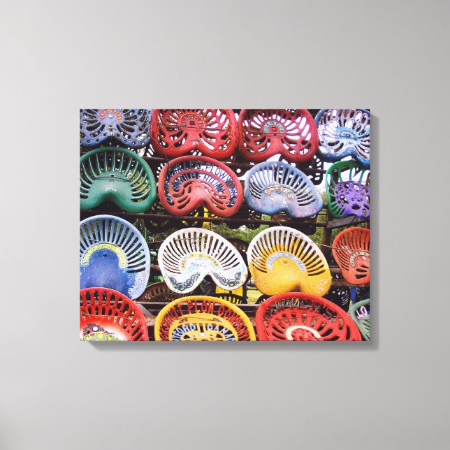 Tractor Seats at Tractor Show Canvas Print (Front)