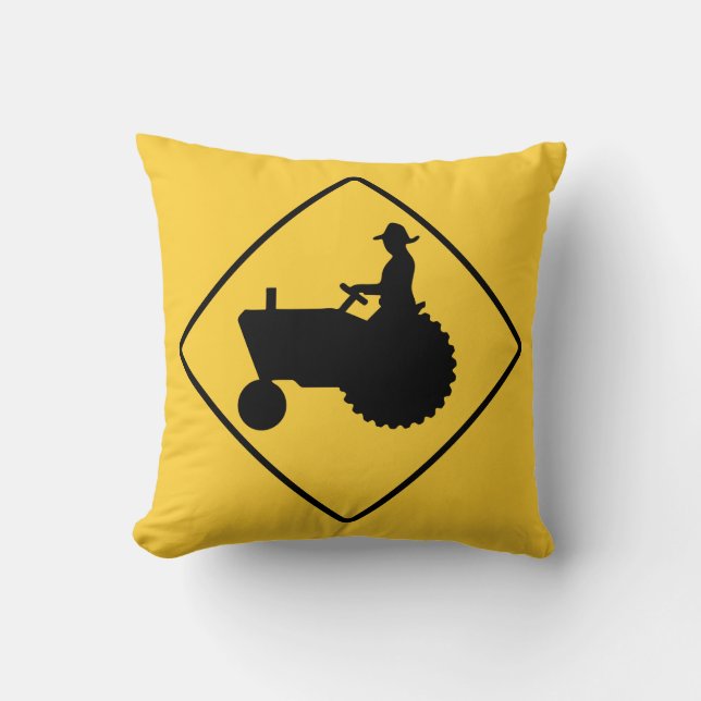 Tractor Sign Throw Pillow (Front)