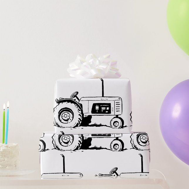 Tractor Sketch Wrapping Paper (Creator Uploaded)