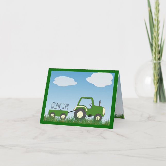 Tractor Thank You Card -- cute inside too! (Front)