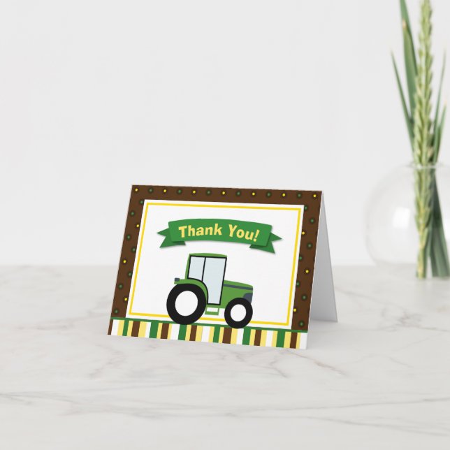 Tractor Thank You Card Folded Note Card (Front)