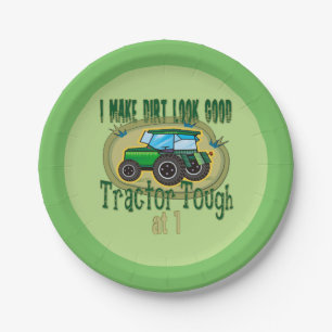 Tractor Tough 1st Birthday Paper Plate