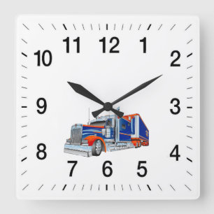 Tractor Trailer Square Clock For You To Customize