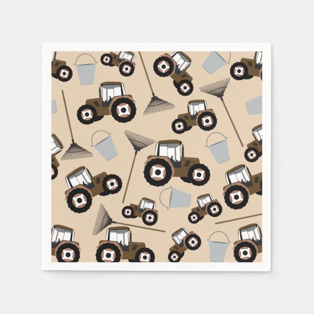 Tractor Truck Pattern Farm Equipment Napkin (Front)