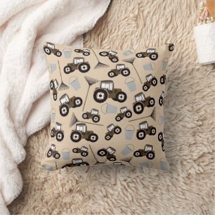 Tractor Truck Pattern Farm Equipment  Throw Pillow