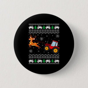 Tractor Ugly Christmas Tree Holiday Funny Xmas Boy 2 Inch Round Button
