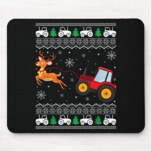 Tractor Ugly Christmas Tree Holiday Funny Xmas Boy Mouse Pad