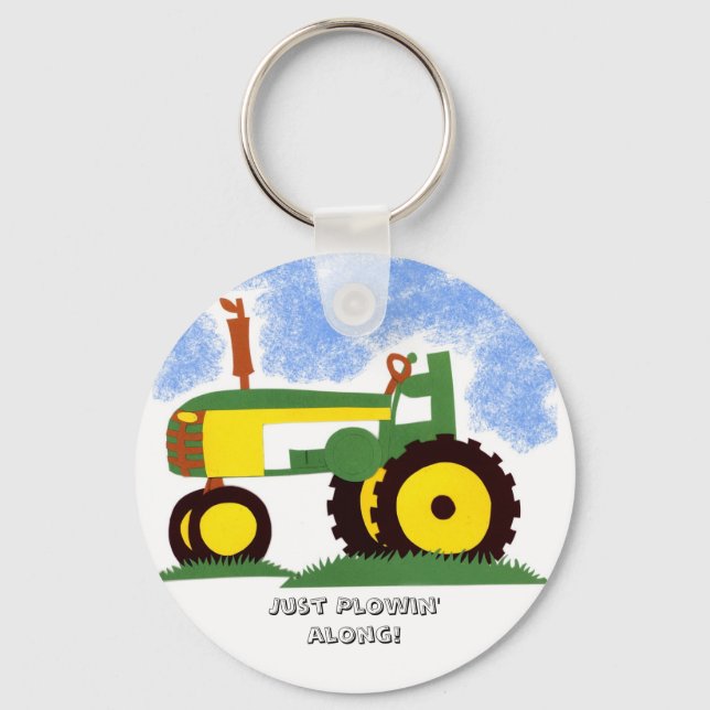 Tractor under Blue Sky Keychain (Front)