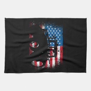 Tractor USA Flag design for Patriotic Farmer Kitchen Towel
