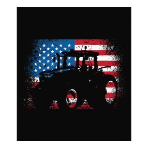 Tractor USA Flag design for Patriotic Farmer Photo Print